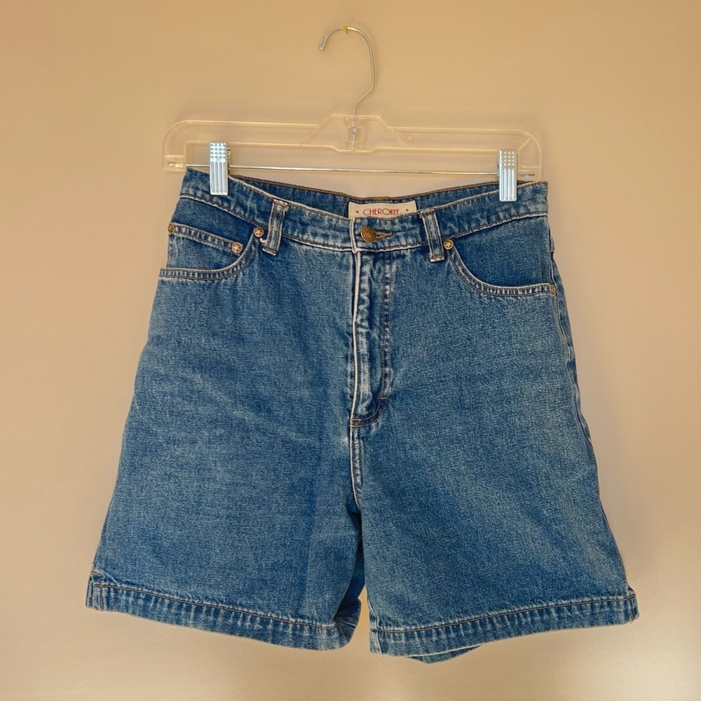 Vintage Cherokee Jean Shorts High Waist Dark Wash